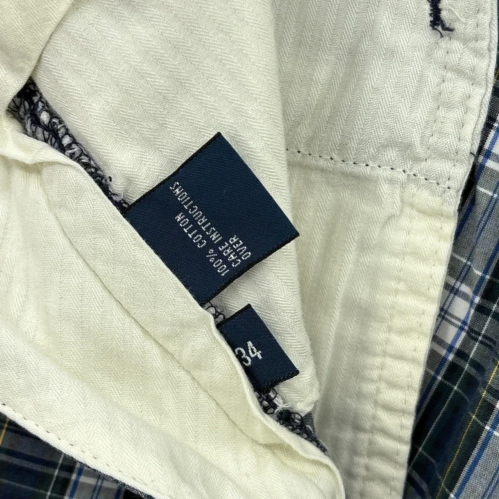 Vintage Polo Ralph Lauren Shorts Mens 34 Plaid Navy Blue Green Tartan 10